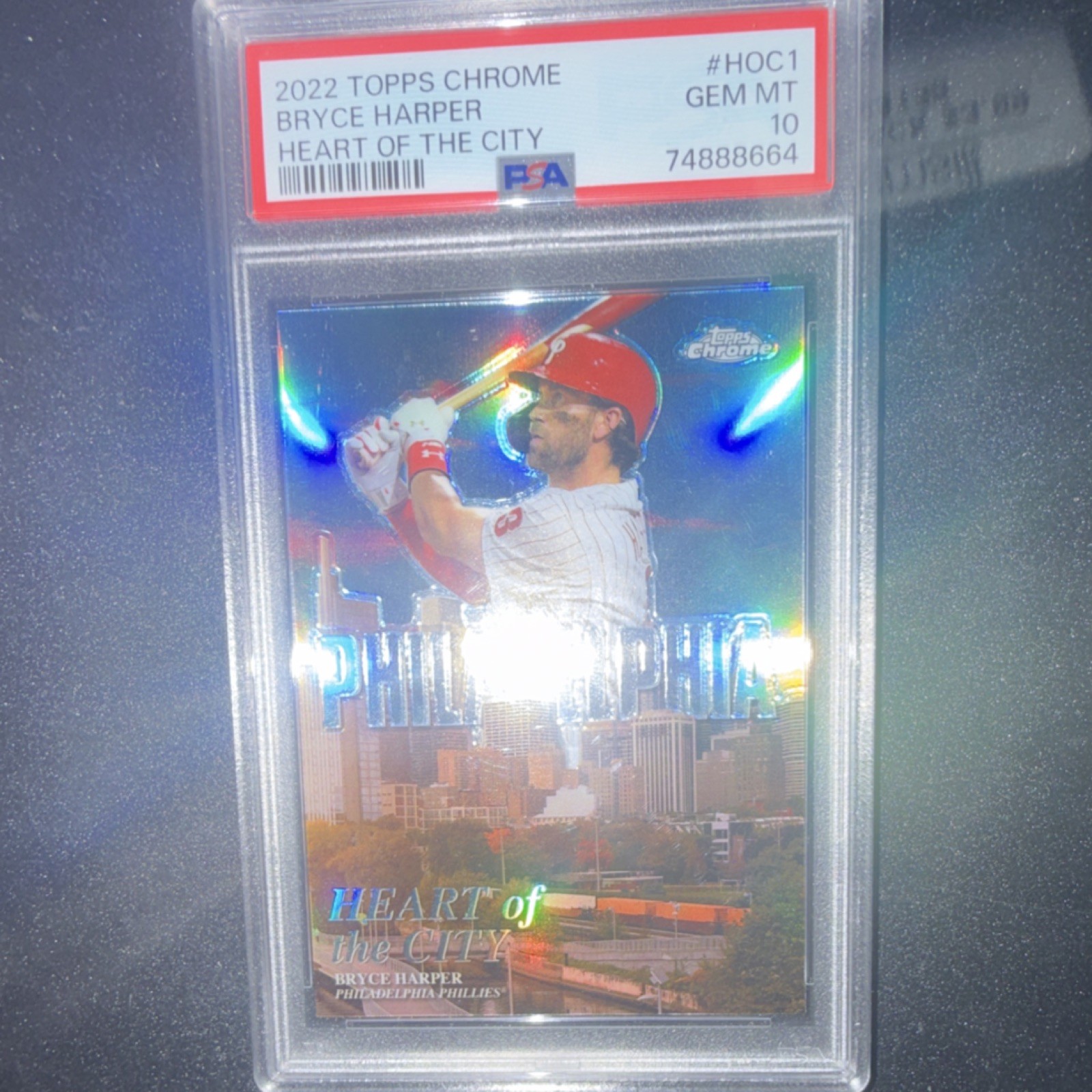 2022 Topps Chrome Bryce Harper Heart of the City #HOC1 - Phillies PSA 10 Insert