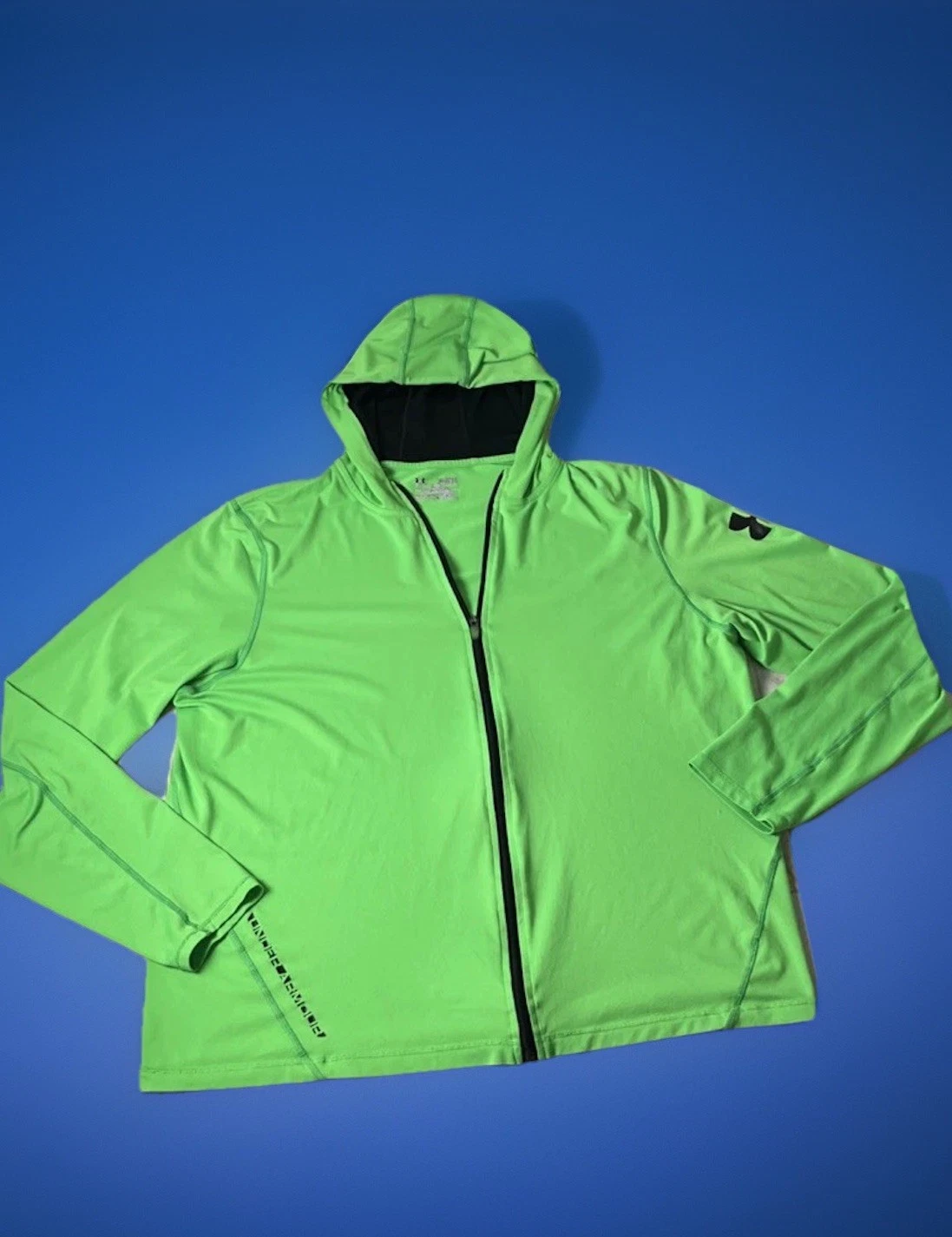 Under Armour Men's Lime Green Storm Full Zip Up Heat Gear Jacket. Sz-XL