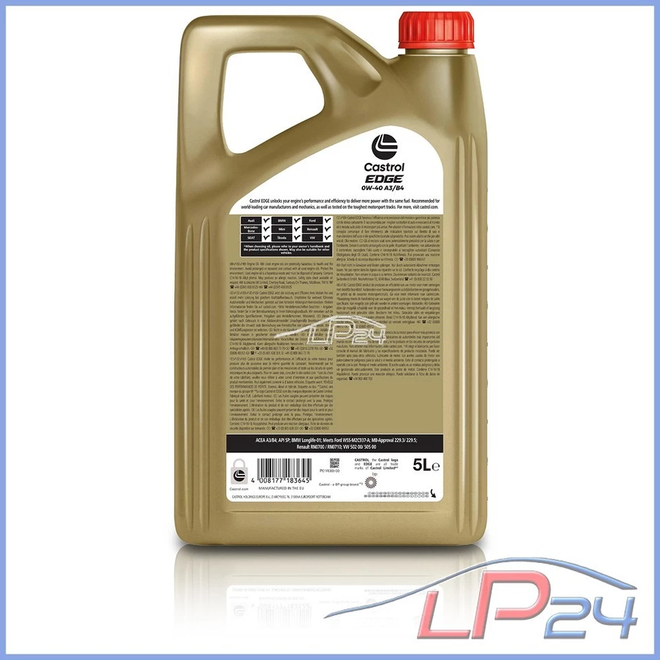 BOSCH FILTRE À HUILE + 5 L CASTROL EDGE FST 0W-40 POUR NISSAN KUBISTAR 1.2 +16V - Photo 3/4