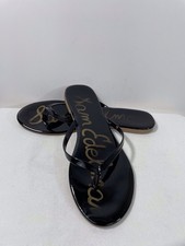 Sam Edelman Black Patent Flip Flop Sandals Size 10