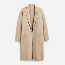 J.Crew Ella open-front long sweater-blazer $178, Pale Pink