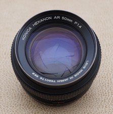 Konica Hexanon AR 50mm F1.4 Manual Camera Lens with Caps- Clean, No Fungus/Haze
