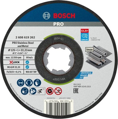 Bosch Professional 10 Stück gerade Trennscheibe Standard (für Inox, X-LOCK, Ø125