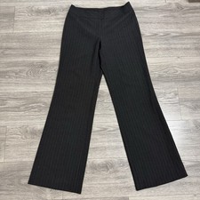 Classiques Entier Women Gray Stripped Mid-Rise Wide Leg Business Casual Pants 6