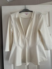 Marisota Cream Overtop/  Peplum Blazer Size 14