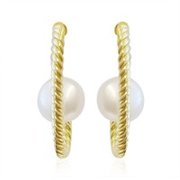 Cavill Ohrringe Damen WeißE SüßWasserperlen 925 Silber Vergoldet 22Mm