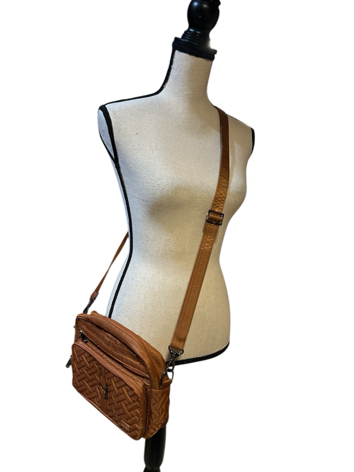 LUG Carousel XL Crossbody Handbag Copper/Orange/Brown Puffer Pockets EUC