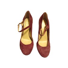 Vince Camuto Suede Leather Cranberry Colored Mary Jane Pumps