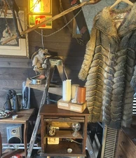 ANTIQUE OAK Two Shelf ROLL-TOP Train Watch CABINET Primitive Old West 1800s NICE