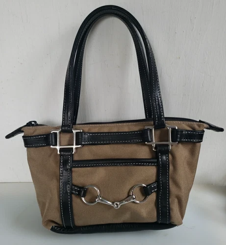 GREEN HILL COLLECTION Horse Bit Leather/Canvas 2 Handle Purse Equestrian Rodeo