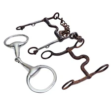 U.S. Cavalry Curb Horse Bit #4 WWI WWII  Snaffle Bit  Western Curb Bit Lot of 3