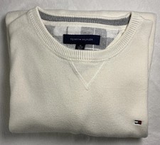 Tommy Hilfiger knitted Jumper Heavy Jacket Chunky knit sweater Men's XL White