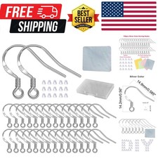 Hypoallergenic Silver Earring Hooks - 120 pcs/60 Pairs s925 Sterling Silver P...
