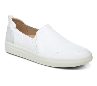 Vionic Leather Penelope Slip On Sneakers Womens 8 Shoes White Orthopedic Comfort