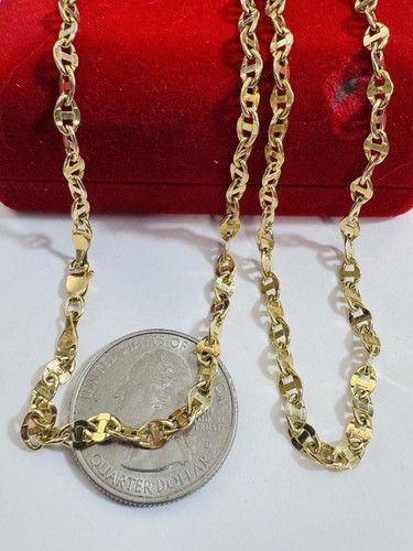 New 18K 750 Fine Genuine Yellow Gold Mariner Chain Necklace 24” Long 4mm 6.7g - Picture 22 of 24