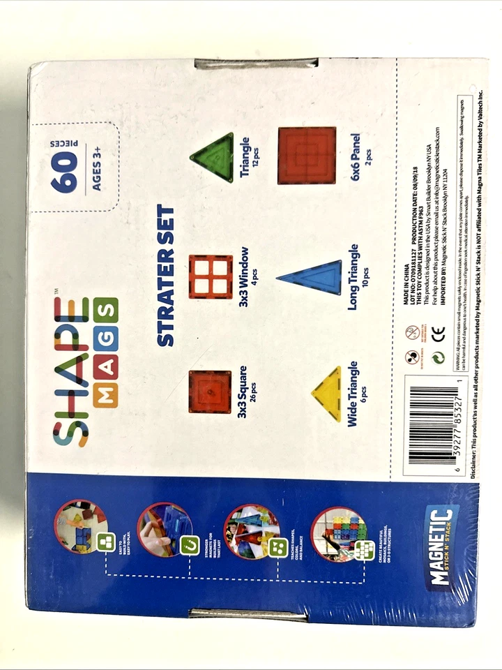 MAGNETIC SHAPEMAGS 60 PIECE STARTER BUILDING SET NEW  SEAL - Image 4 of 4