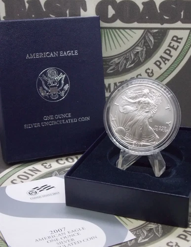 2007 "W" American *BURNISHED* Silver 1oz Eagle $1 BU UNC Box & COA ECC&C, Inc.
