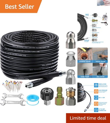 #ad #ad 5800PSI Sewer Jetter Kit 100FT for Pressure Washer with Rotating Nozzles amp; Ac... $129.99