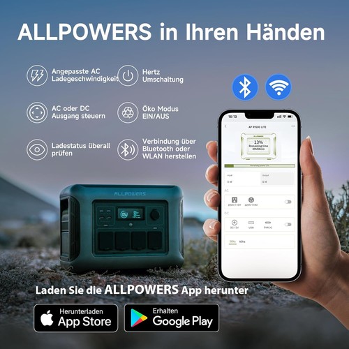 ALLPOWERS R1500 LITE Solargenerator 1056Wh+2x100W Panel für Notstrom & Camping - Bild 9 von 12