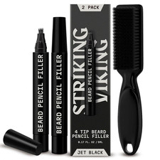 Striking Viking 2 Pack Beard Pencil Filler for Men with 4 Tips Jet Black - Fil