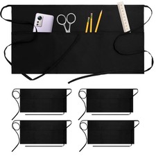 4 Pack Server Apron with 3 Pockets - Waitress Apron, Waterproof Short Waist A.