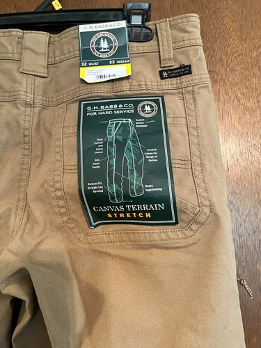 G.H. Bass & Co. Men's Canvas Terrain Stretch Pants 32x32 Brown New With Tags - Picture 4 of 5