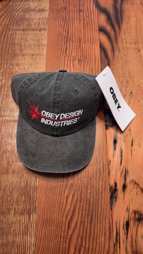 NEW Obey Design Industries Adjustable Hat 100% Cotton Pigment Black Cap O/S