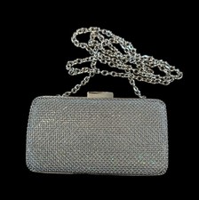 Rhinestone Evening Clutch Silver Formal With Top Crystal Clasp