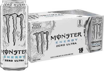 Monster Energy Zero Ultra 16 oz Sugar Free Energy Drink 15 Cans Pack