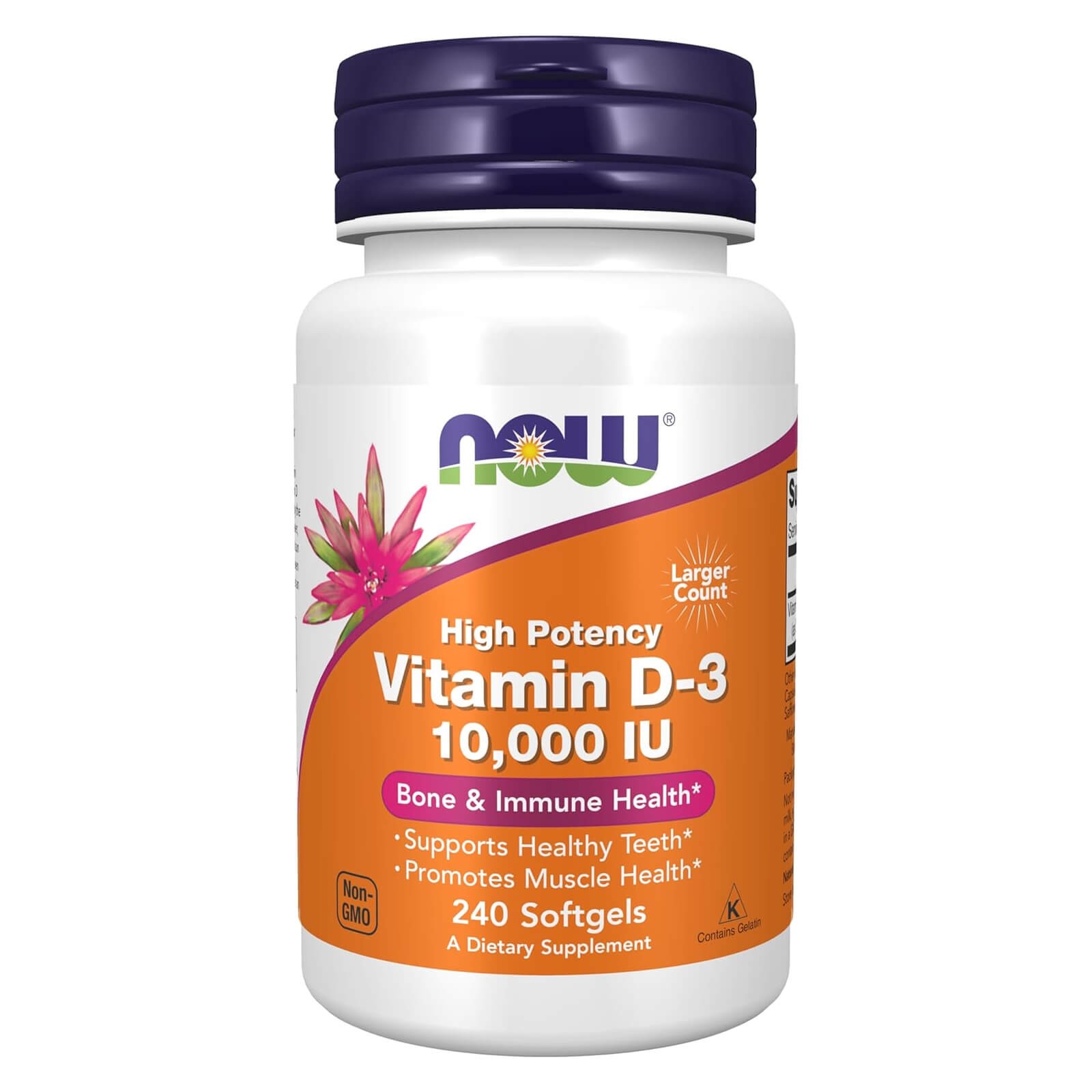 NOW Foods Vitamina D-3 10.000 UI 240 cápsulas blandas