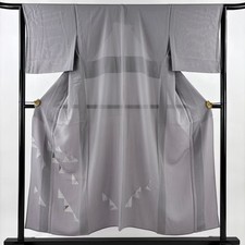 JAPANESE KIMONO TSUKESAGE Ash purple 151.5cm 5 ft 0 in PURE SILK AA10689