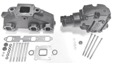 Mercruiser V6-4.3L Dry Joint Exhaust manifold + elbow 14°, set 864612T01 + 8645