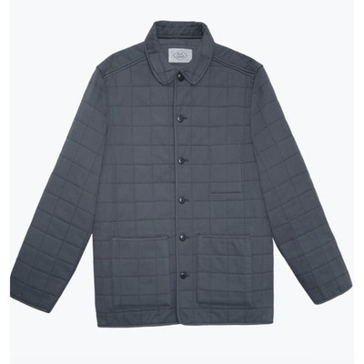 Alex Crane Mens Quilted Kite Chore Coat Jacket Charcoal Gray Cotton XL Lux NWT