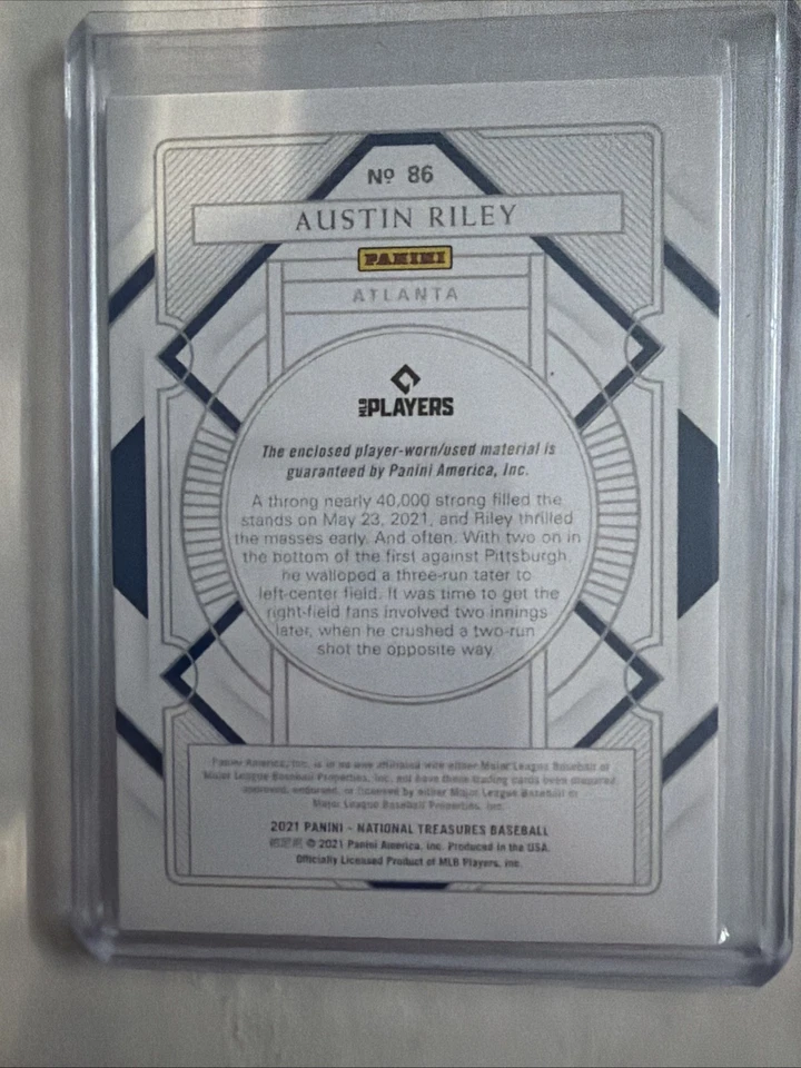 2021 Panini National Treasures - Austin Riley #86 /99 (MEM) - Image 2 of 2