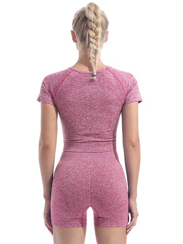 Mujeres Sin costuras Yoga Top Leggings Pantalones Deportes Gimnasio Fitness Entrenamiento Sudor Traje Set - Imagen 50 de 54