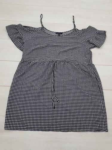 ATMOSPHERE Dress Size 20 Black Plaid Straps Short Sleeve Summer Casual Holiday