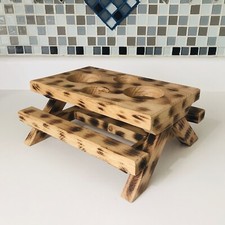 Vintage Wooden Spotted Picnic Table Style Novelty Condiment Caddy Holder