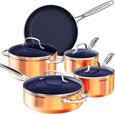 9Pc Cookware Set Healthy Duralon Blue Ceramic Nonstick Coated, Diamond Infused S
