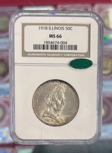 1918 Ilinois NGC MS66 50 c With CAC Sticker