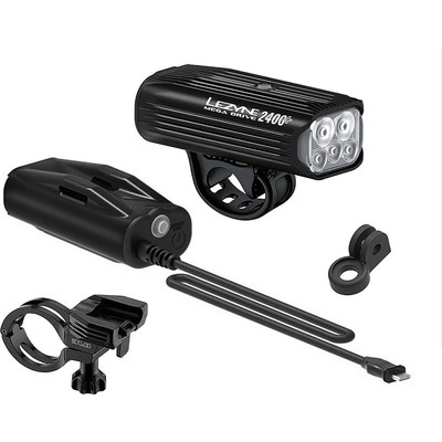 Kit Luce Anteriore Mega Drive 2400+ Ricaricabile USB-C, 2400 Lumen, Nero Lezyne