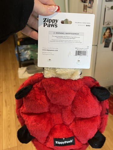 ZippyPaws Plush Tug Toss Squeakie Crawler Adorable Ladybug Dog Toy NEW - Picture 6 of 8