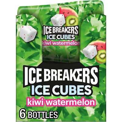ICE BREAKERS ICE CUBES Kiwi Watermelon Sugar Free Chewing Gum 40 Count 6 Pack