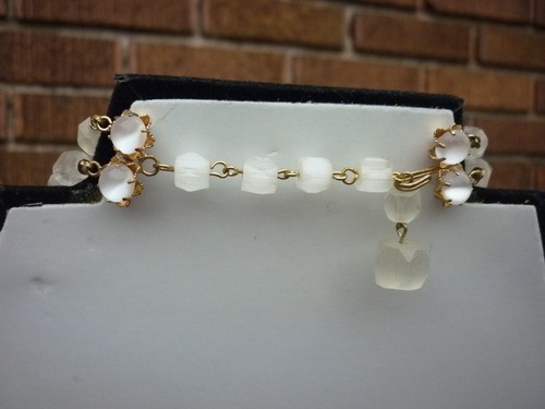 SELENITE / DOUBLE STRAND FACETED NECKLACE WITH MOONSTONE / RARE - Picture 5 of 10