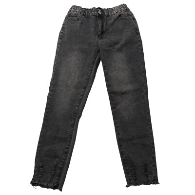 Vintage Black Denim Jeans Girls Size 23x24 (Medium) Ripped Hipster Grunge Punk
