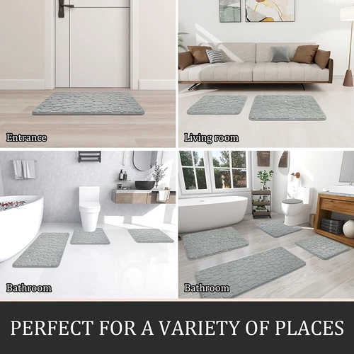 2 Piece Bathroom Rug Washable Bath Mat Set Memory Foam Toilet U-Shaped Non Slip - Picture 7 of 11