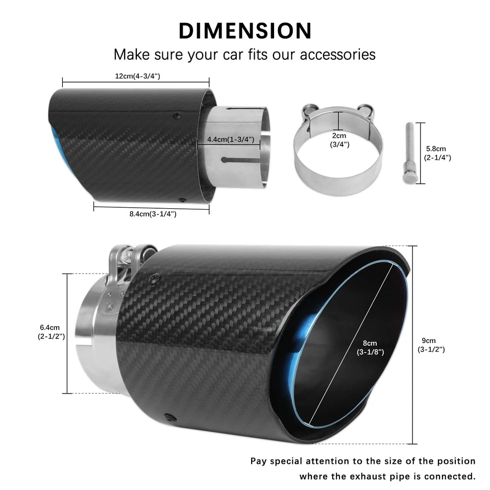 2.5" to 3.5" Muffler Exhaust Tips Carbon Fiber For Lexus IS 250 300 350 IS200t - Image 2 of 4