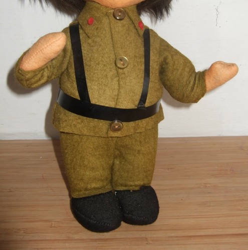Vintage 14” Hard Stuffed Felt Doll In Military Uniform Korean? - Picture 8 of 9