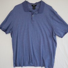 Calvin Klein Polo Shirt Mens Large Casual Knit Cotton Blue Striped Short Sleeve