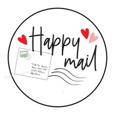 30 HAPPY MAIL ENVELOPE SEALS LABELS STICKERS 1.5" ROUND