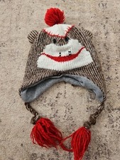 Sock Monkey Warm Winter Beanie Hat Cap Kids With Ear Flaps  Tassels